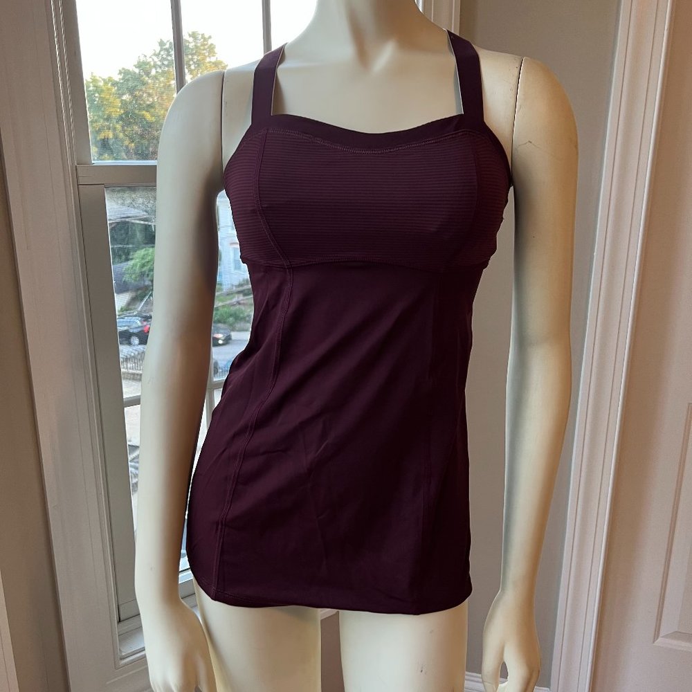Lululemon Run: Catch Me Tank Bordeaux Drama/Tonka Stripe Bordeaux Drama - Size 4